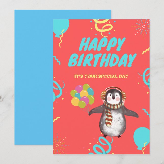 Pingouin avec ballons (Devant / Derrière)