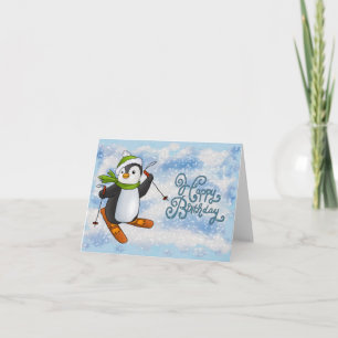 Pingouin avec carte de ski