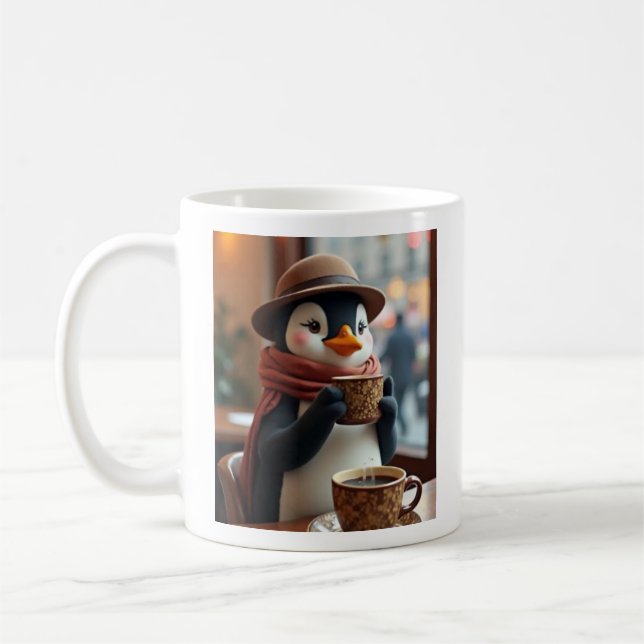 Pingouin ayant une tasse de café (Gauche)