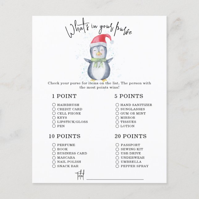 Pingouin - Ce qui se trouve dans votre sac à main  (Devant)