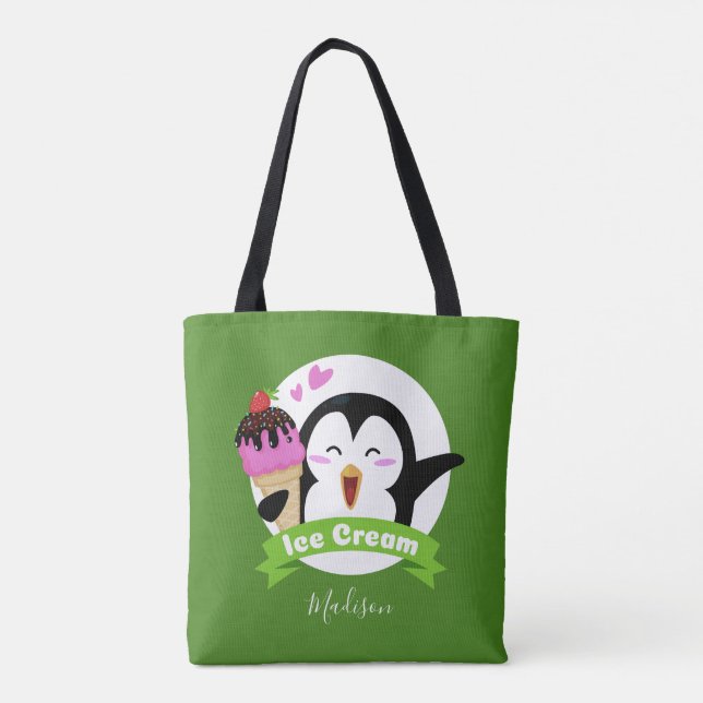 Pingouin crème glacée personnalisé nom et sacs cou (Dos)