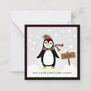 Pingouin dans la Mini carte de Noël neige