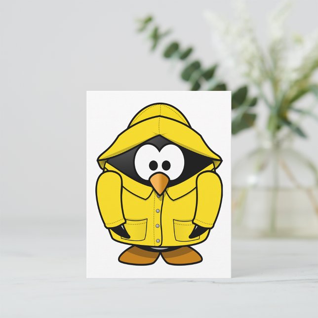 Pingouin Dans Un Manteau De Pluie Jaune Invitation (Créateur téléchargé)