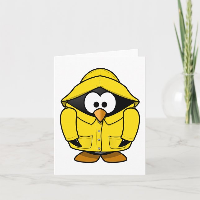 Pingouin Dans Une Cartes De Notes Raincoat Jaune (Créateur téléchargé)