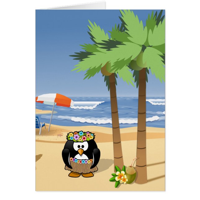 Pingouin de danse polynésienne sur l'illustration (Devant)