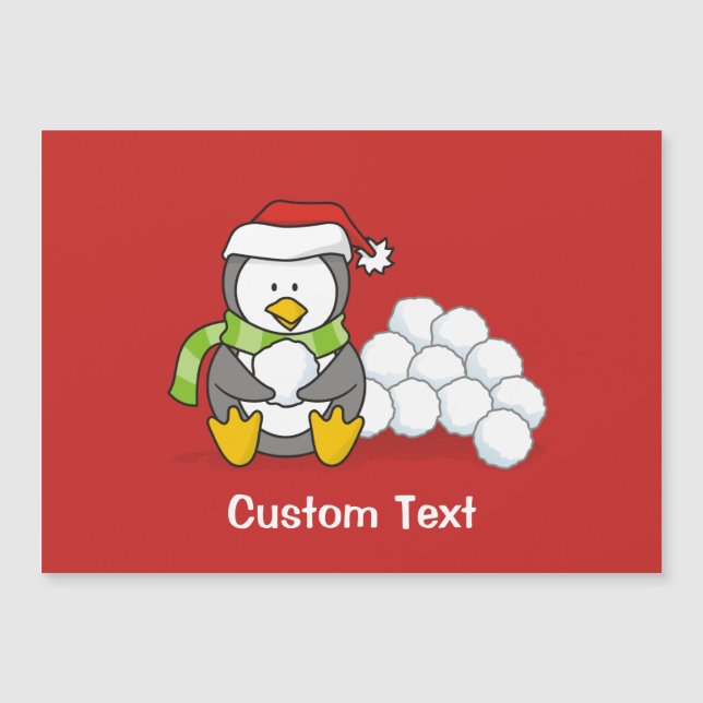 Pingouin de Noël assis avec des boules de neige (Devant)