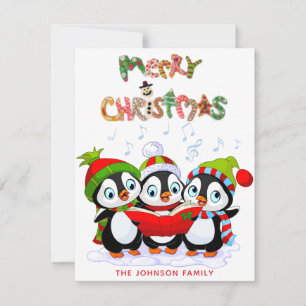 Pingouin de Noël avec carte de vacances Casquette 