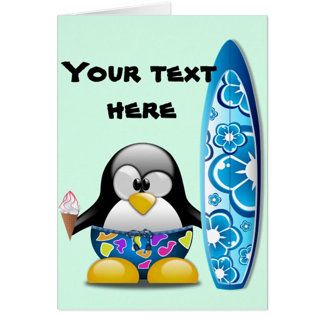 Pingouin de surfer avec la crème glacée (Devant)