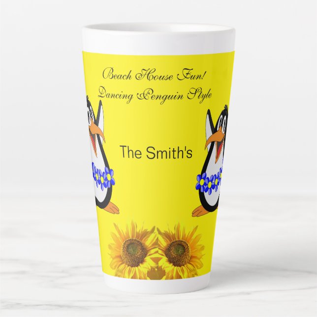 Pingouin de tournesol Mug latte florale (Devant)