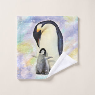 Pingouin d'empereur avec l'aquarelle de bébé