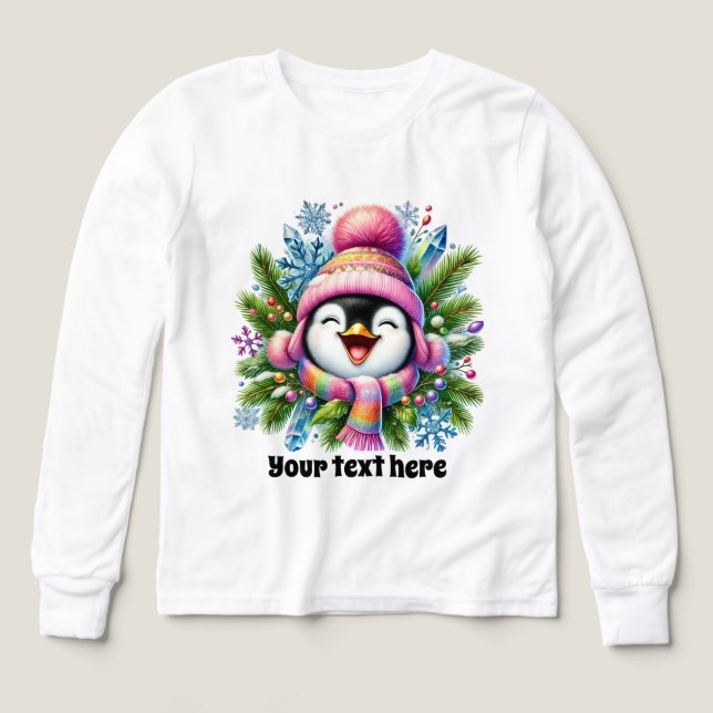 Pingouin d'hiver mignon personnalisable (Motif recto)
