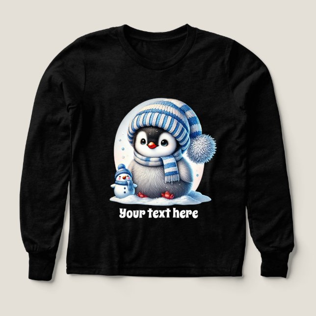 Pingouin d'hiver mignon personnalisable (Motif recto)