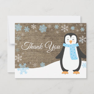 Pingouin d'hiver Snowflake Carte de remerciements 