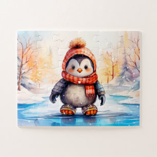 Pingouin d'hiver Vacances enfants Jigsaw Puzzle Pu