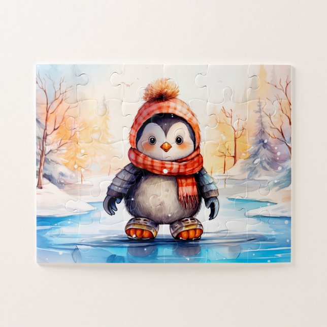 Pingouin d'hiver Vacances enfants Jigsaw Puzzle Pu (Horizontal)
