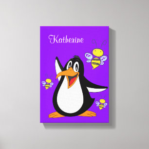 Pingouin d'impression en toile étirée