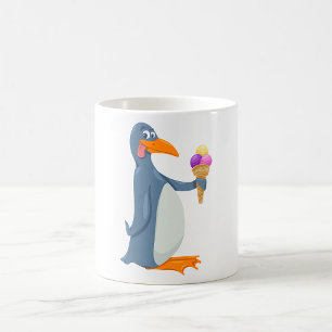 Pingouin drôle avec Mug de crème glacée