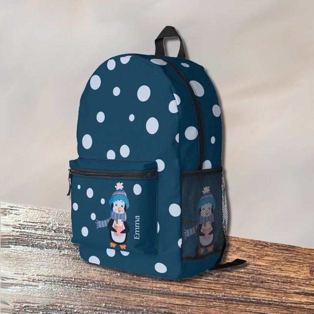 Pingouin et sac à dos bleu Pois pour enfants (Créateur téléchargé)