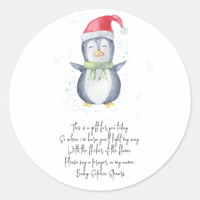 Pingouin. Étiquette de la bougie de prière (Devant)
