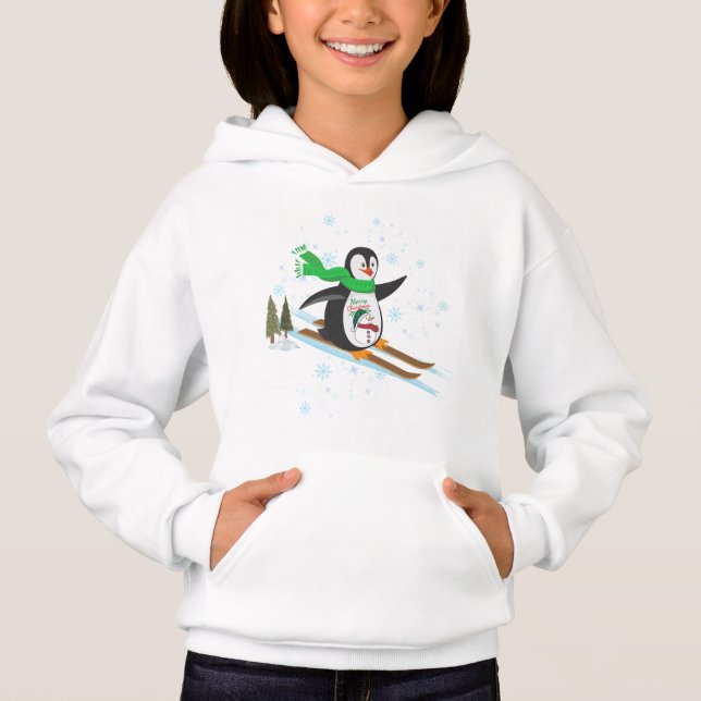 Pingouin Festif sur Skis - Joyeux Noël Fun (Devant)