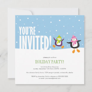 Pingouin fétiche Invitation Fête des Fêtes