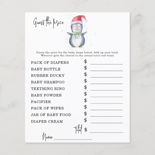 Pingouin - Jeux de fête | Jeu devis de prix (Devant)