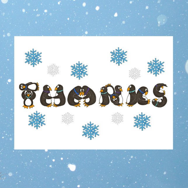 Pingouin MERCI Merci d'hiver du flocon de neige (Penguin THANKS card)