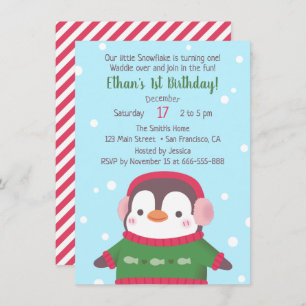 Pingouin mignon Dans Sweat Anniversaire Invitation