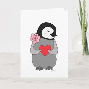 Pingouin mignon de Saint-Valentin de carte de
