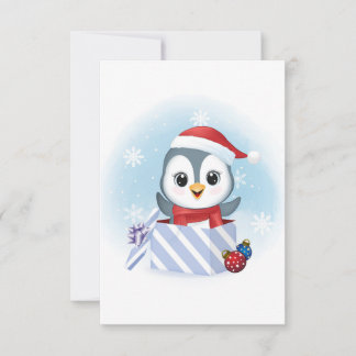 Pingouin mignon en boîte cadeau Noël