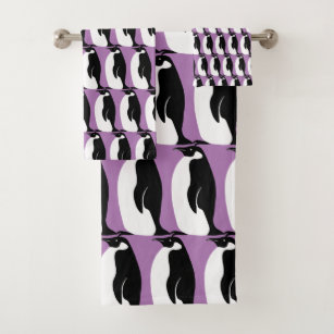 Pingouin Motif violet noir blanc