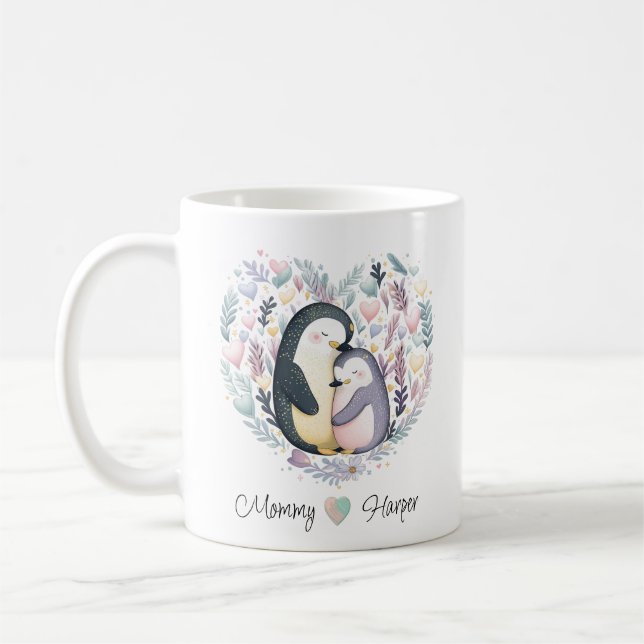 Pingouin personnalisé amour Mug (Gauche)