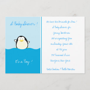 Pingouin pour bébés - Invitations de douches pour