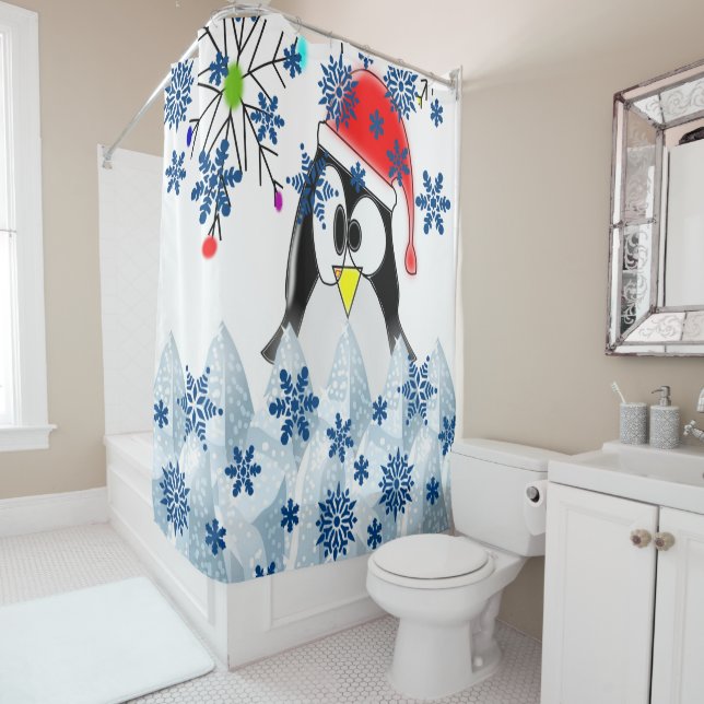 Pingouin rideau de douche (En situation)