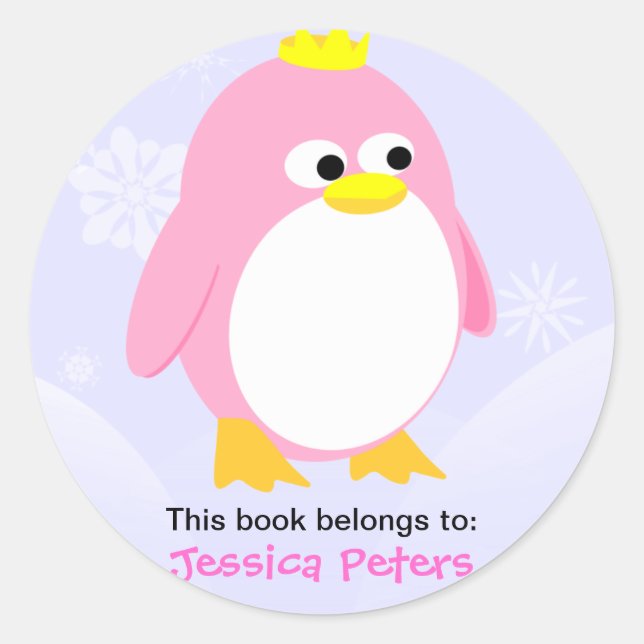 Pingouin rose Étiquettes personnalisés (Devant)