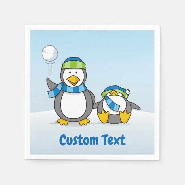 Pingouins à neige serviettes en papier (Devant)