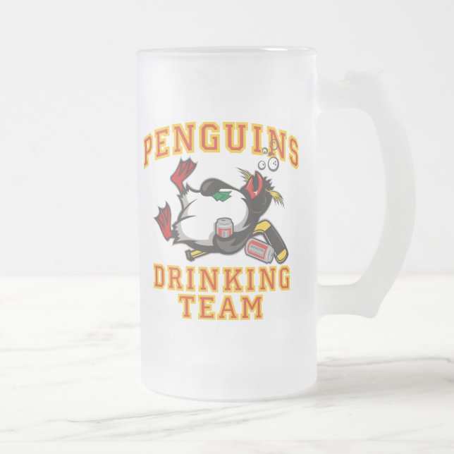 Pingouins buvant l'équipe 16oz. Tasse givrée (Droit)
