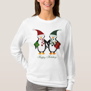 Pingouins de Noël avec le T-shirt de dames de