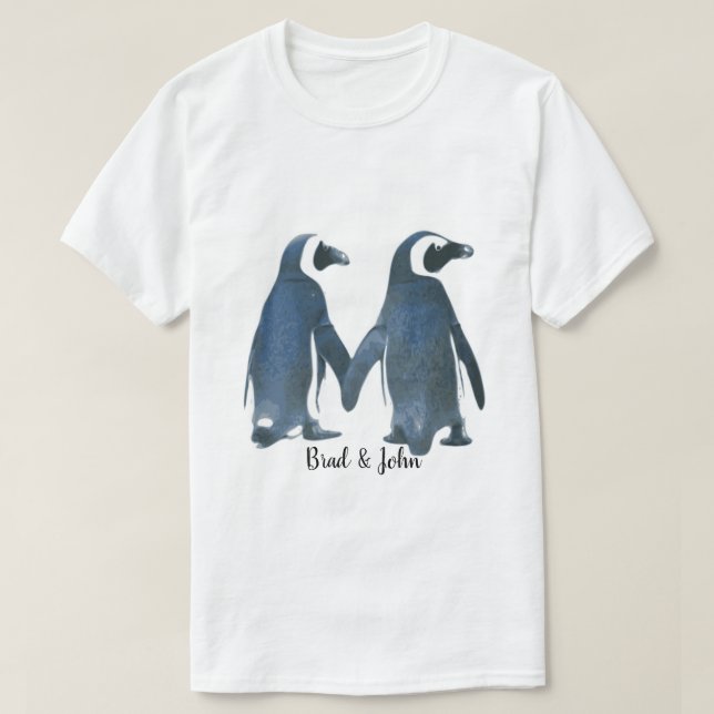 Pingouins gays LGBTQ personnalisables en T-shirt L (Design devant)
