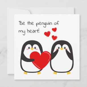 Pingouins mignons en amour - carte carré