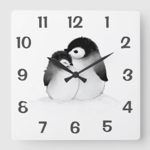 Pingouins personnalisés mignons Horloge murale Déc