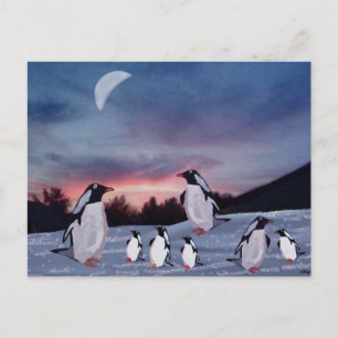 Pingouins sur cartes postales de glace