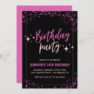 Pink 14e anniversaire invitations Parties scintill