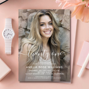 Pink 21st Birthday Invitations Photo