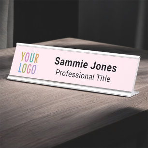 Pink 2x8 Nom du bureau Plaque de l'entreprise Logo