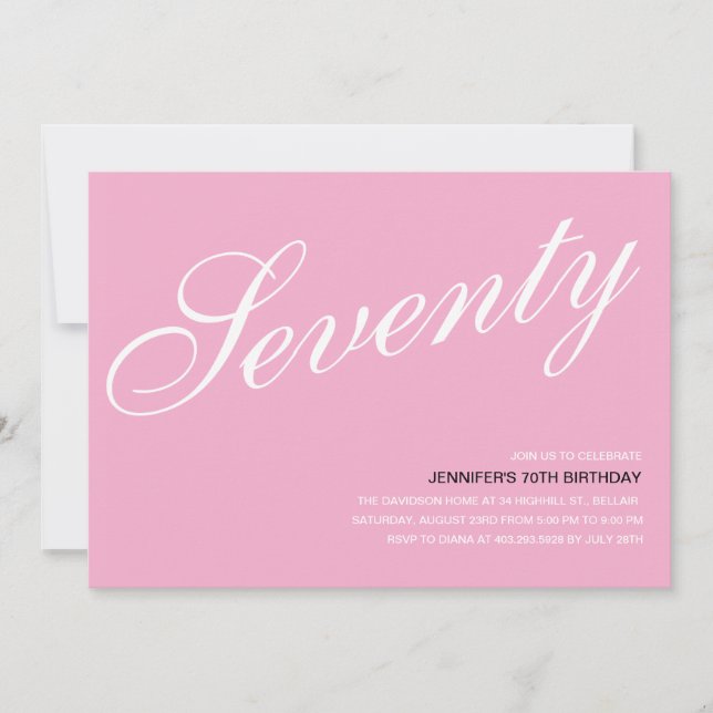Pink 70e anniversaire Invitations (Devant)