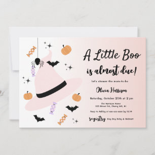 Pink a little bot Halloween Baby shower Invitation