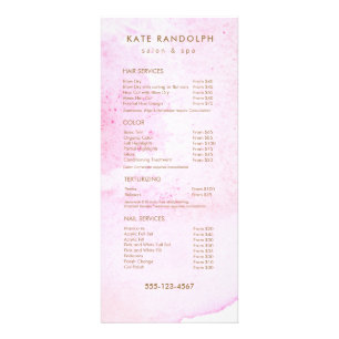 Pink Abstrait Watercolor Salon Prix Menu