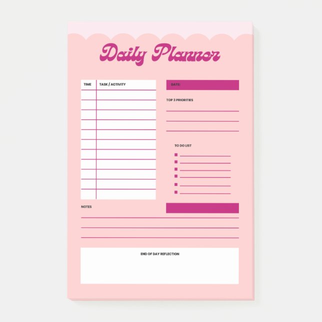 Pink Aesthetic Daily Planner Post-it® Notepad (Devant)