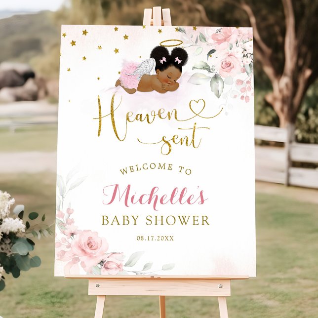Pink Afro Angel Baby Heaven envoyé Affiche de bien (Créateur téléchargé)